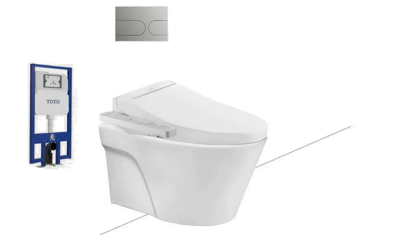 Bàn cầu treo tường kèm nắp rửa điện tử WASHLET - CW822RA TCF23410AAA WH172A MB175M#SS