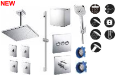 Bộ kết hợp sen âm tường dáng vuông