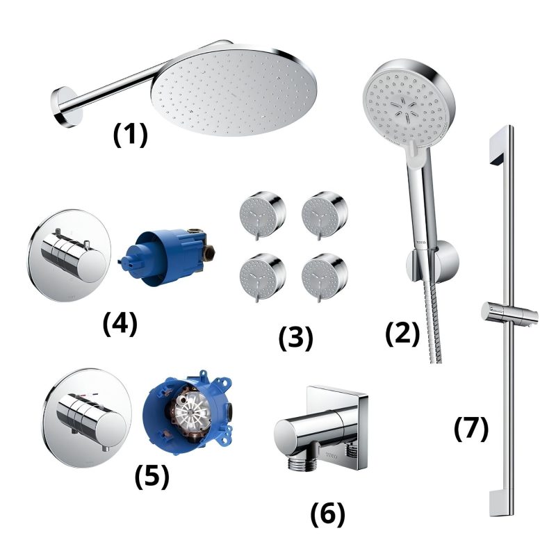 Bộ kết hợp sen âm tường dáng tròn