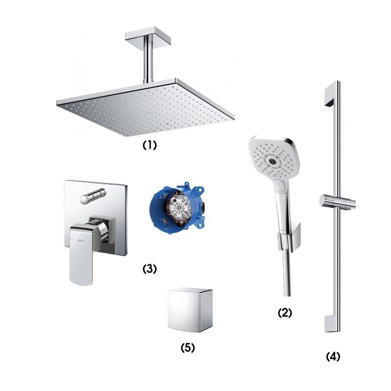 Bộ kết hợp sen âm tường dáng vuông