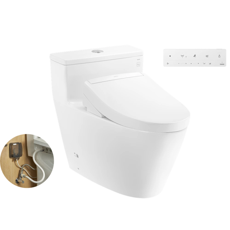 Bàn Cầu 1 Khối Kết Hợp Nắp Rửa Điện Tử WASHLET MS625DW25#XW Không Giấu Dây