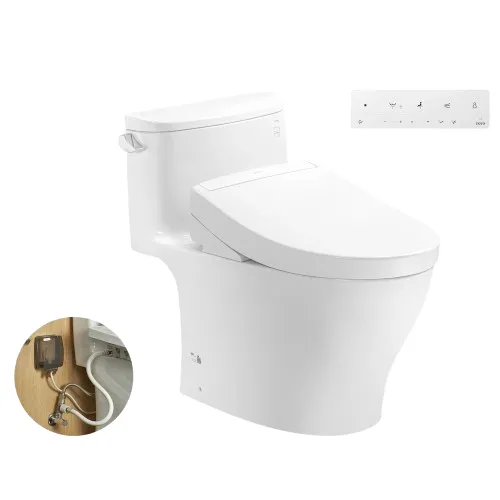 Bàn Cầu 1 Khối Kết Hợp Nắp Rửa Điện Tử WASHLET MS887RW25#XW Không Giấu Dây