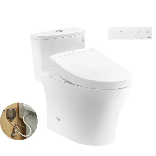 Bàn Cầu 1 Khối Kết Hợp Nắp Rửa Điện Tử WASHLET MS885DW25#XW Không Giấu Dây