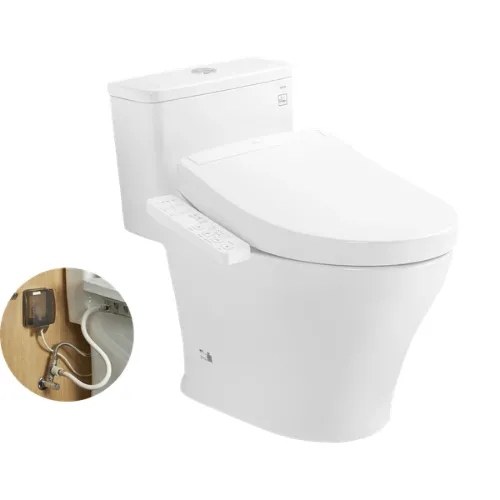 Bàn Cầu 1 Khối Kết Hợp Nắp Rửa Điện Tử WASHLET MS857DW24#XW Không Giấu Dây