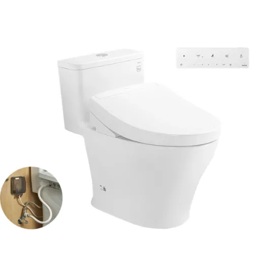 Bàn Cầu 1 Khối Kết Hợp Nắp Rửa Điện Tử WASHLET MS857DW25#XW Không Giấu Dây