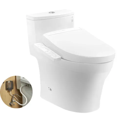 Bàn Cầu 1 Khối Kết Hợp Nắp Rửa Điện Tử WASHLET MS885DW24#XW Không Giấu Dây