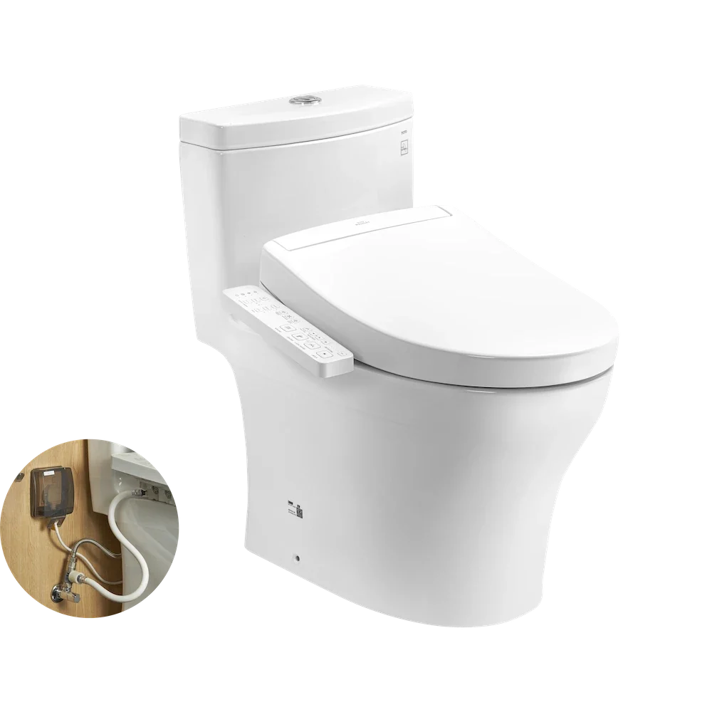 Bàn cầu 1 khối kèm nắp rửa điện tử WASHLET dòng S2 – MS889CDRW24