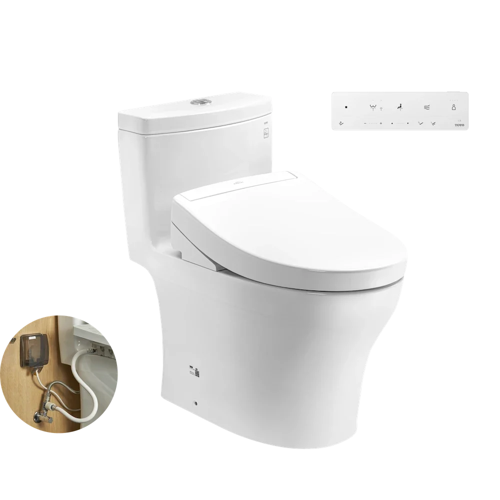 Bàn cầu 1 khối kèm nắp rửa điện tử WASHLET dòng S5 – MS889DRW25